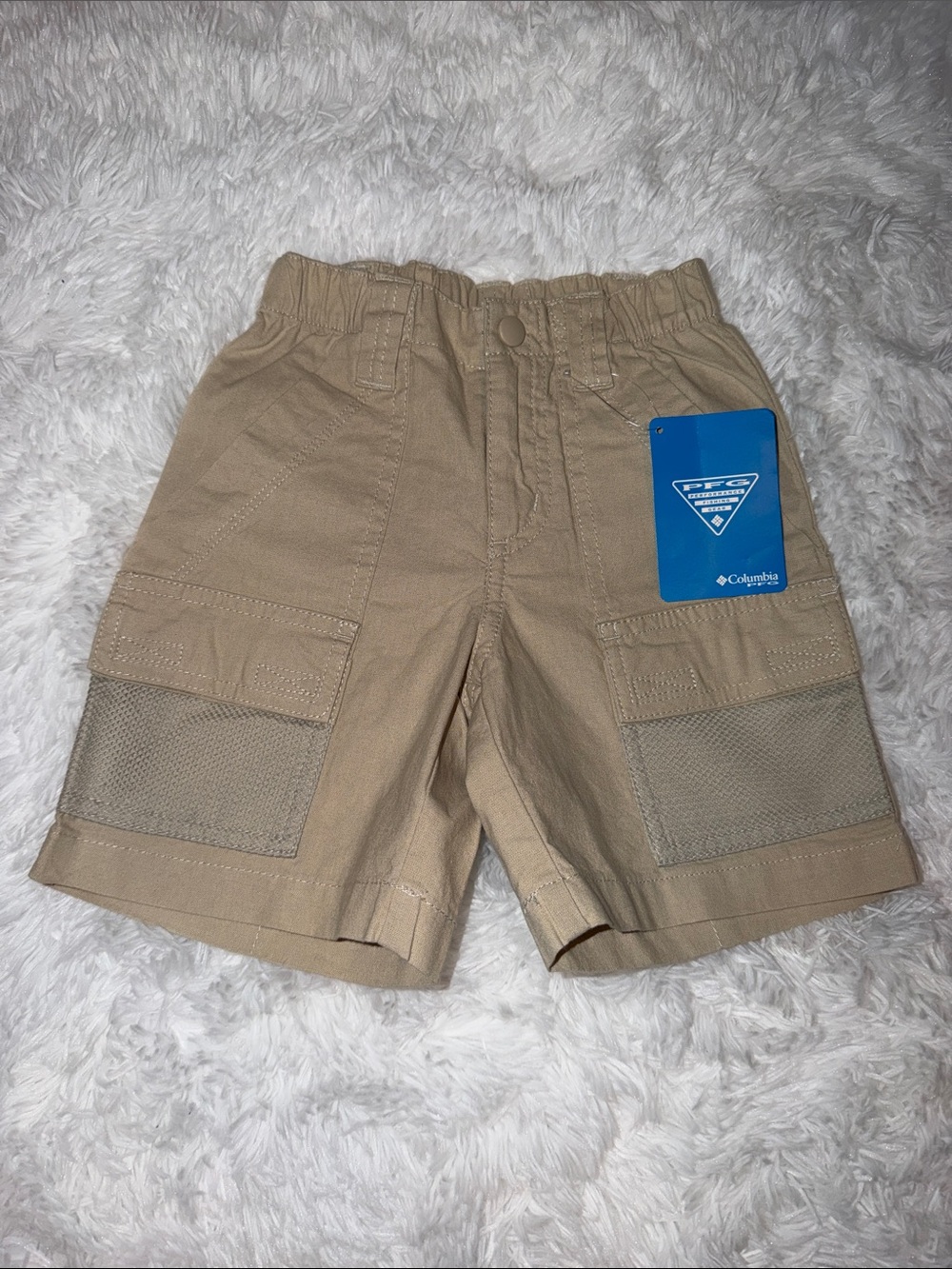 Columbia Kids Tan Cargo Shorts with Mesh Panels